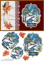 Christmas Robin and Poinsettia