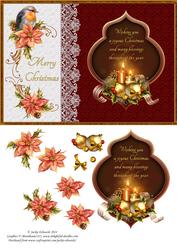 Christmas Verse Robin and Poinsettia