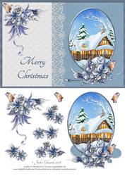 Christmas Scene with Flowers and Lace