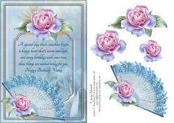 Frosted Dreams with Roses and Fan
