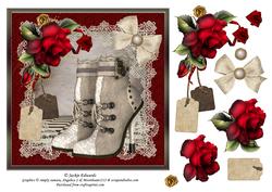Steampunk Boots Red Roses & Lace