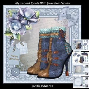 Steampunk Boots with Porcelain Roses Mini Kit