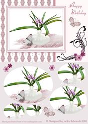 Vase of Flowers with Butterflies