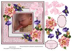 Baby Girl with Summer Blooms & Bow Quick Card