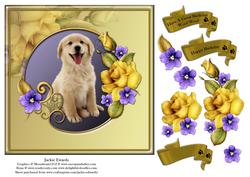 Golden Labrador Puppy & Yellow Roses
