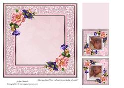 Baby Girl with Summer Blooms & Bow Quick Card Isert