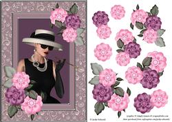 Elegant Lady & Pink Flowers