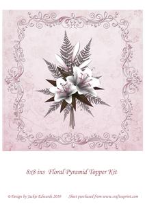 8x8inch Pink Floral Pyramid Topper Kit