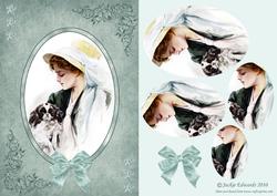 Victorian Beauty with Dog in Oval Frame Card Front