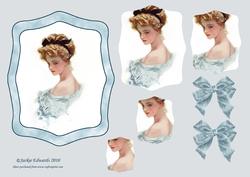 Victorian Lady Pyramid Topper Blue