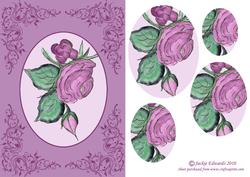 Pink Rose Oval Pyramid Card Front