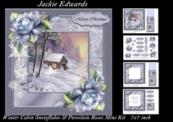 Winter Cabin Snowflakes & Porcelain Roses