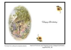 Insert for Thatched Country Cottage & Sunflowers