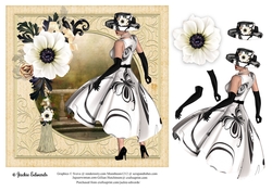 1950s Lady With Flowers & Tassel