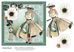 1950s Lady With White Flower & Tassel