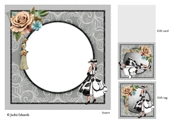 Insert 1950s Lady With Champagne Roses & Tassel