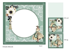 Insert 1950s Lady With White Flower & Tassel