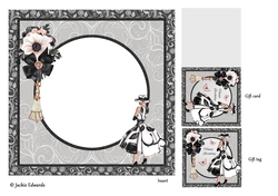 Insert 1950s Lady With White Flower Butterflies & Tassel