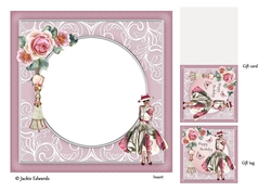 Insert 1950s Lady With Pink Roses, Butterflies & Tassel