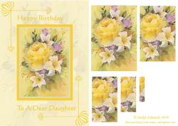 Yellow Floral Card Front to a Dear Daughter