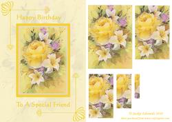 Yellow Floral Card Front to a Special Friend