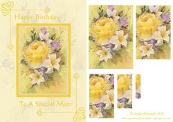 Yellow Floral Card Front to a Special Mum
