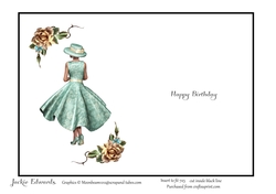 Insert For Lady in Floral Dress Champagne Roses & Butterfly