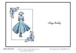 Insert For Lady in Blue with Flowers & Butterfly