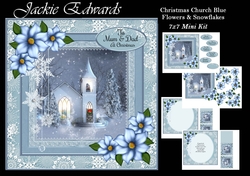 Christmas Church Blue Flowers & Snowflakes Mini Kit