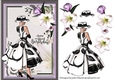 A5 Black and White Lady With Purple Flowers