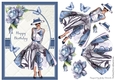 A5 Blue Lady Porcelain Roses & Butterflies