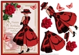 A5 Black & Red Lady With Roses & Butterflies