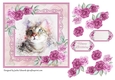 Watercolour Kitten with Roses