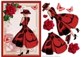 A5 Black and Red Lady with Roses and Butterflies Without Wording