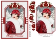 A5 Art Deco Christmas Lady & Christmas Roses