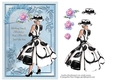 A5 Black & White Lady Fan & Rose