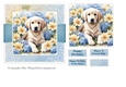Dog with yellow And Blue Flowers
