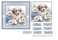 Dog With Blue & Cream Flowers