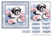 Dog With Blue & Pink Flowers