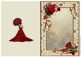 Lady in Red with Beautiful Roses Insert