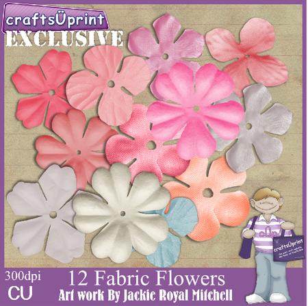 12 Pack of Fabric Flowers