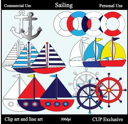 Sailing Clipart and Digital Stamps