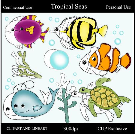 Tropical Seas Clipart and Lineart