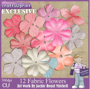 12 Pack of Fabric Flowers