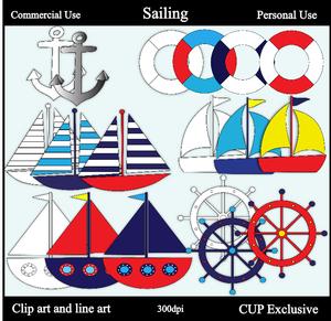 Sailing Clipart and Digital Stamps