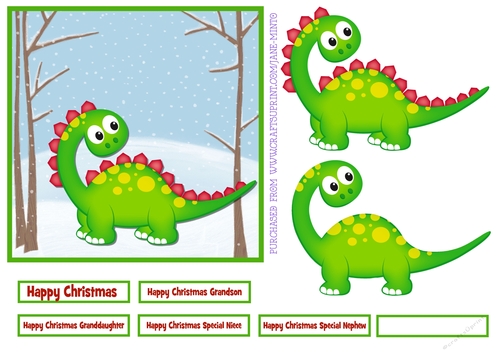 CHRISTMAS DINOSAUR 6X6