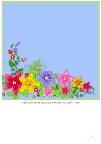 BRIGHT FLOWERS ON BLUE