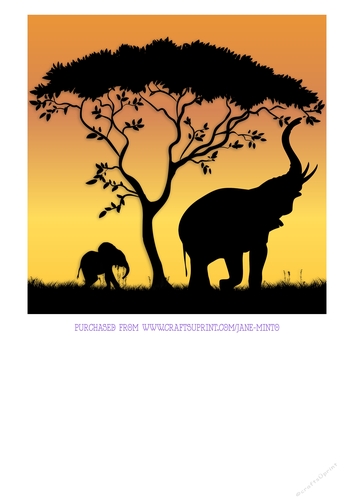 SILHOUETTE ELEPHANTS 2