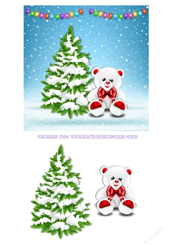 WHITE CHRISTMAS TEDDY 6X6