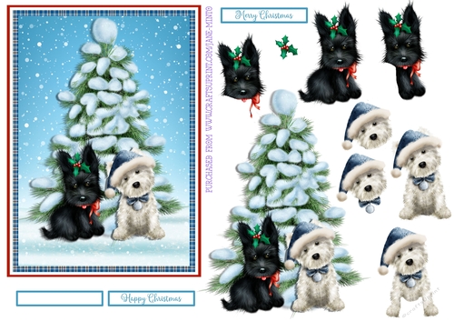 CHRISTMAS PUPPIES 5X7